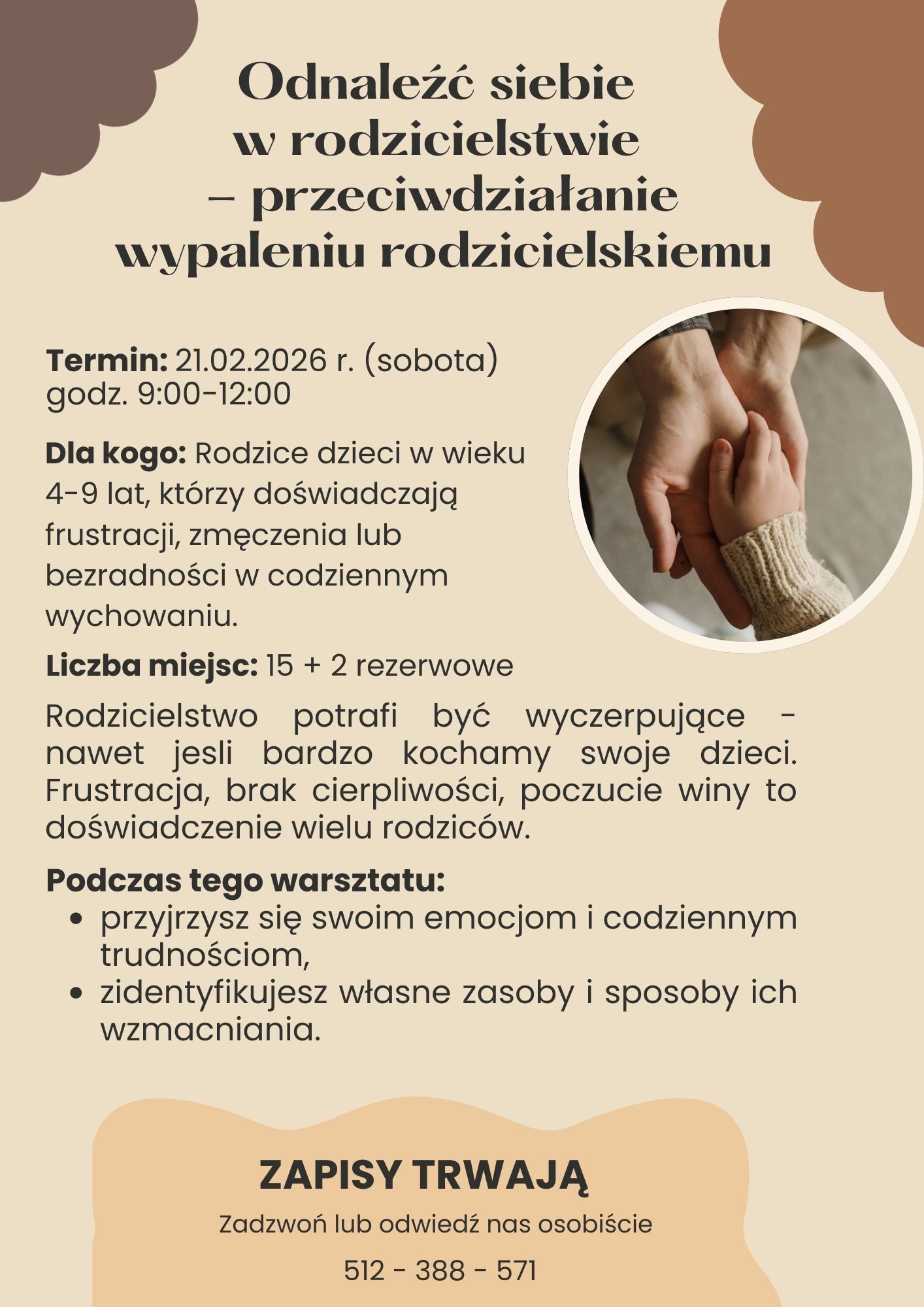 grafika -zaproszenie na warsztaty odnaleźć siebie w rodzicielstwie