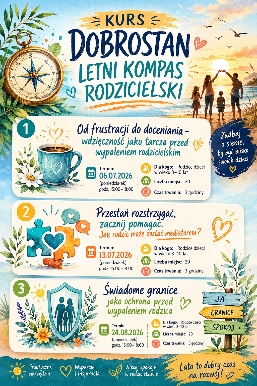 grafika - informacja o warsztatach Letni Kompas Rodzicielski