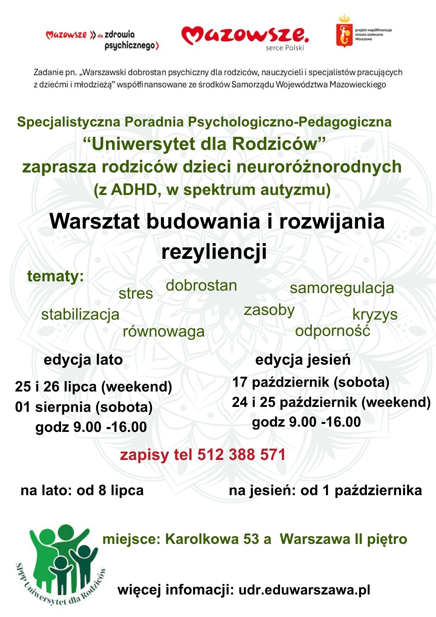 plakat-rezyliencja dla rodziców dzieci neuroróżnorodnych